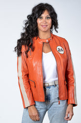 Women's 24H Le Mans Amanda orange leather jacket